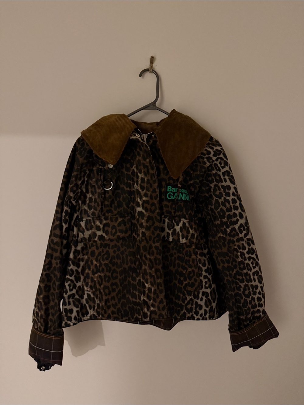 Ganni Barbour Leopard Print Waxed Jacket - US 6
